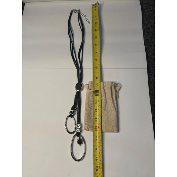 Long Black Cord Necklace Women’s Fashion Pendant Jewelry 19" Statement Lariat - Picture 6 of 6